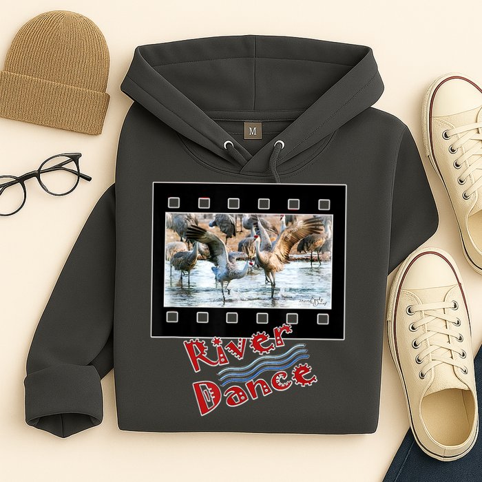 Sandhill Crane Migration Photograph River Dance Hoodie