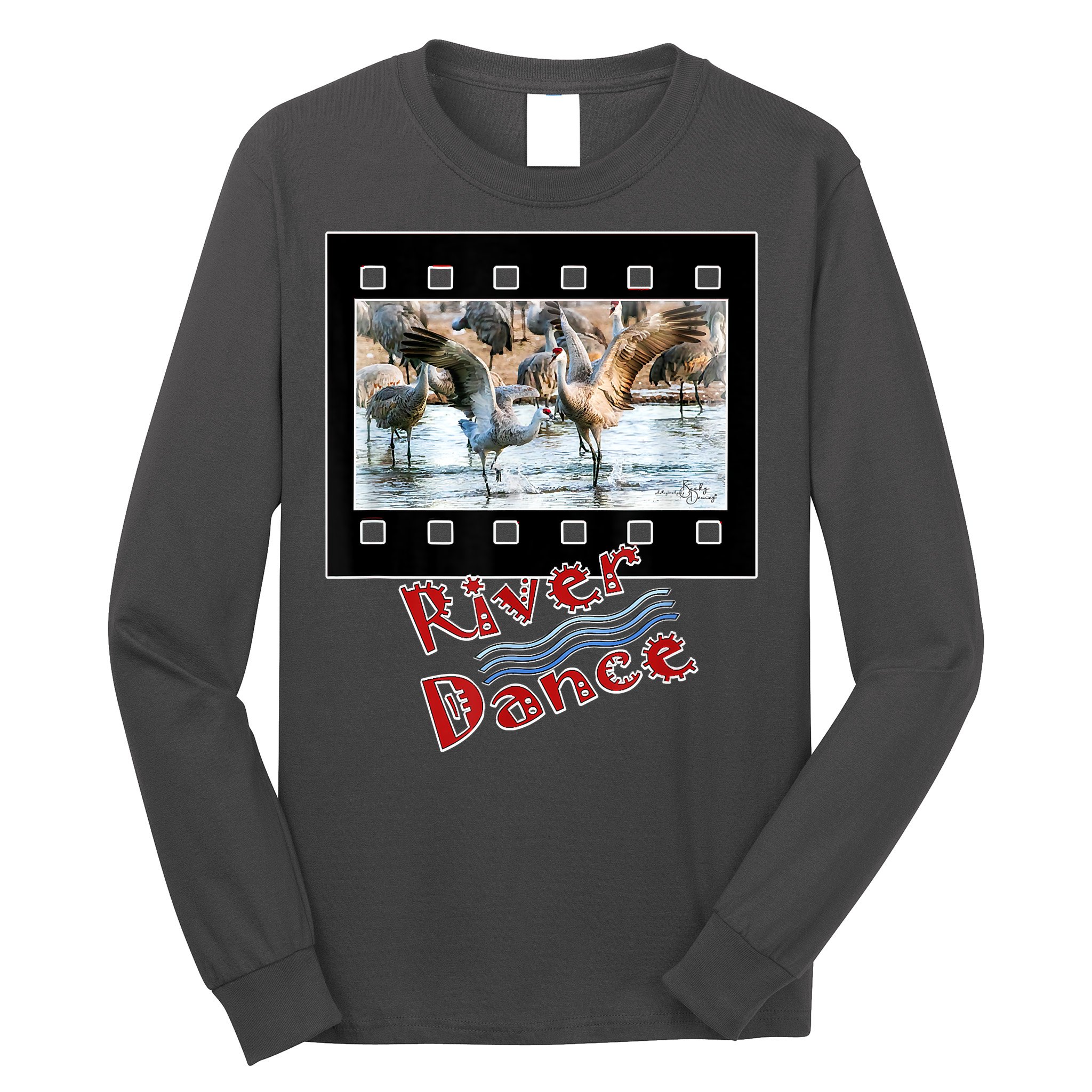 Sandhill Crane Migration Photograph River Dance Long Sleeve Shirt