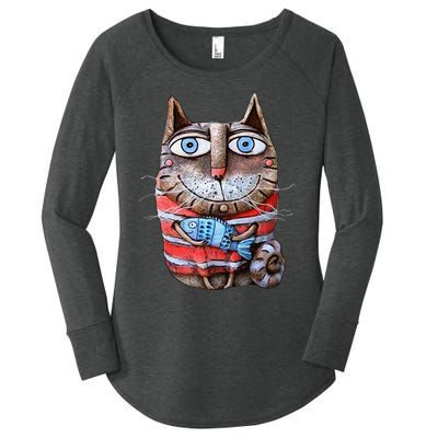 Sweet Cat Motifs Cat Women's Perfect Tri Tunic Long Sleeve Shirt