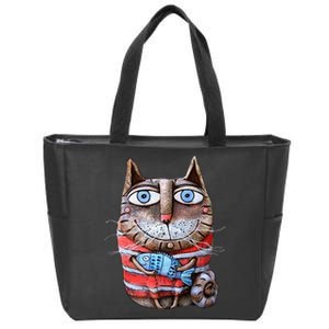 Sweet Cat Motifs Cat Zip Tote Bag