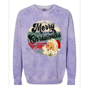 Santa Claus Merry Christmas Face Old Fashioned Colorblast Crewneck Sweatshirt