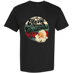 Santa Claus Merry Christmas Face Old Fashioned Garment-Dyed Heavyweight T-Shirt