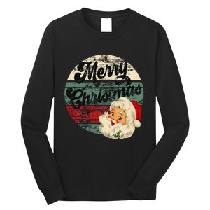 Santa Claus Merry Christmas Face Old Fashioned Long Sleeve Shirt