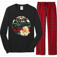 Santa Claus Merry Christmas Face Old Fashioned Long Sleeve Pajama Set