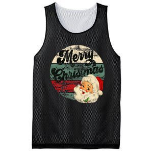 Santa Claus Merry Christmas Face Old Fashioned Mesh Reversible Basketball Jersey Tank