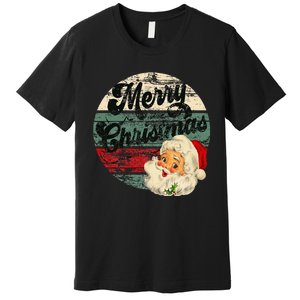 Santa Claus Merry Christmas Face Old Fashioned Premium T-Shirt