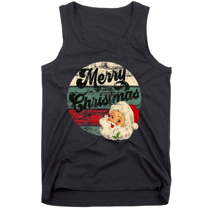 Santa Claus Merry Christmas Face Old Fashioned Tank Top