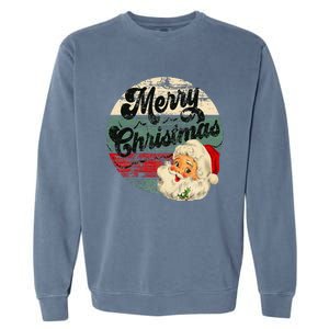 Santa Claus Merry Christmas Face Old Fashioned Garment-Dyed Sweatshirt