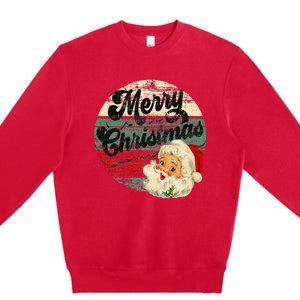 Santa Claus Merry Christmas Face Old Fashioned Premium Crewneck Sweatshirt