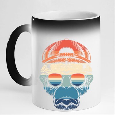 Simple Colorful Monkey With Glasses Funny Meme Cool Gift 11oz Black Color Changing Mug