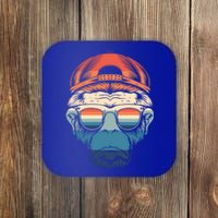 Simple Colorful Monkey With Glasses Funny Meme Cool Gift Coaster