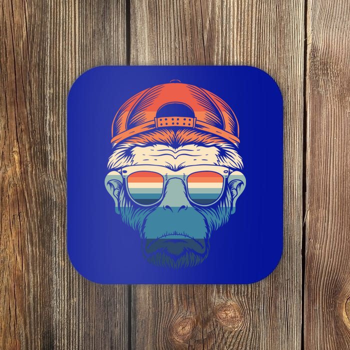 Simple Colorful Monkey With Glasses Funny Meme Cool Gift Coaster