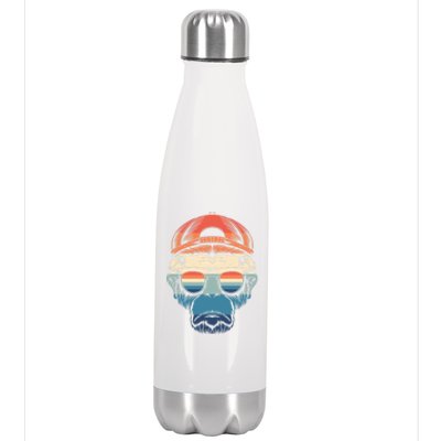 Simple Colorful Monkey With Glasses Funny Meme Cool Gift Stainless Steel Insulated Water Bottle