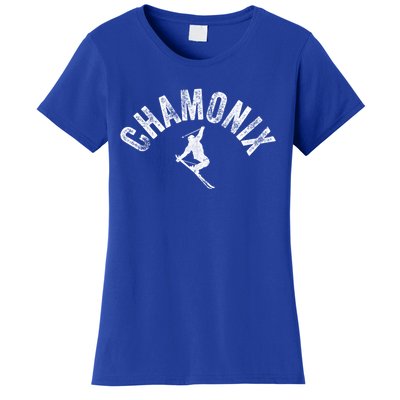 Ski Chamonix Mont Blanc Skier France Vintage Skiing Europe Gift Women's T-Shirt