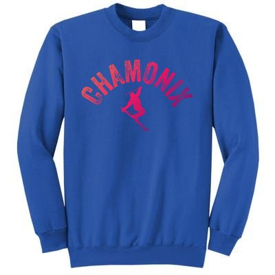 Ski Chamonix Mont Blanc Skier France Vintage Skiing Europe Cool Gift Sweatshirt