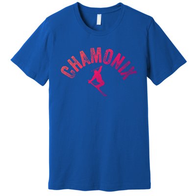 Ski Chamonix Mont Blanc Skier France Vintage Skiing Europe Cool Gift Premium T-Shirt