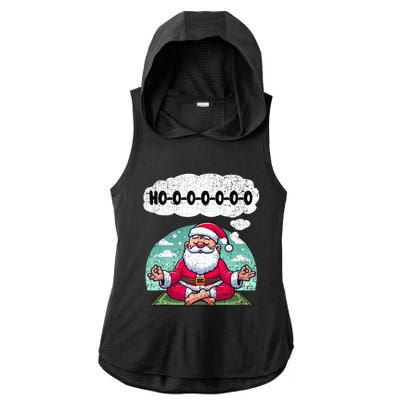 Santa Claus Meditating Christmas Yoga Lover Xmas Holiday Tank Top Ladies PosiCharge Tri-Blend Wicking Draft Hoodie Tank