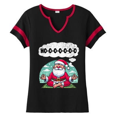 Santa Claus Meditating Christmas Yoga Lover Xmas Holiday Tank Top Ladies Halftime Notch Neck Tee