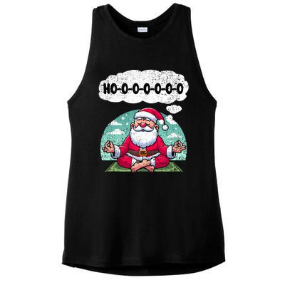 Santa Claus Meditating Christmas Yoga Lover Xmas Holiday Tank Top Ladies PosiCharge Tri-Blend Wicking Tank