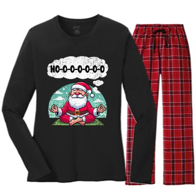 Santa Claus Meditating Christmas Yoga Lover Xmas Holiday Tank Top Women's Long Sleeve Flannel Pajama Set 