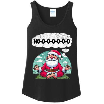 Santa Claus Meditating Christmas Yoga Lover Xmas Holiday Tank Top Ladies Essential Tank