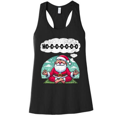 Santa Claus Meditating Christmas Yoga Lover Xmas Holiday Tank Top Women's Racerback Tank