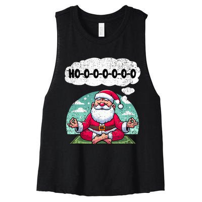 Santa Claus Meditating Christmas Yoga Lover Xmas Holiday Tank Top Women's Racerback Cropped Tank