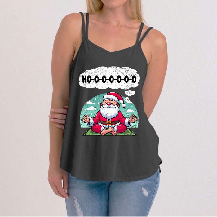 Santa Claus Meditating Christmas Yoga Lover Xmas Holiday Tank Top Women's Strappy Tank