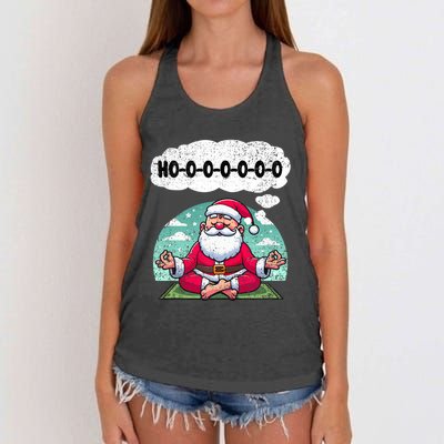 Santa Claus Meditating Christmas Yoga Lover Xmas Holiday Tank Top Women's Knotted Racerback Tank