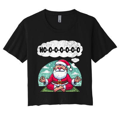 Santa Claus Meditating Christmas Yoga Lover Xmas Holiday Tank Top Women's Crop Top Tee