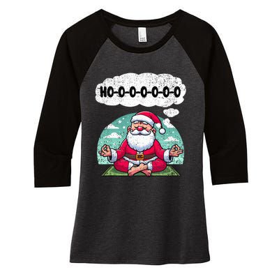 Santa Claus Meditating Christmas Yoga Lover Xmas Holiday Tank Top Women's Tri-Blend 3/4-Sleeve Raglan Shirt