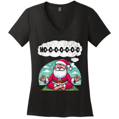 Santa Claus Meditating Christmas Yoga Lover Xmas Holiday Tank Top Women's V-Neck T-Shirt