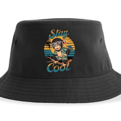 Stay Cool Monkey With Parrot Friend Jungle Time Fun Sustainable Bucket Hat