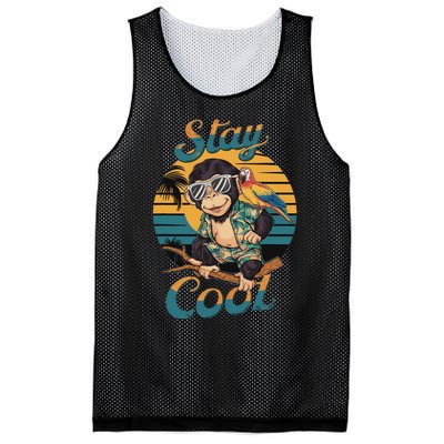 Stay Cool Monkey With Parrot Friend Jungle Time Fun Mesh Reversible Basketball Jersey Tank