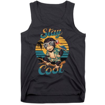 Stay Cool Monkey With Parrot Friend Jungle Time Fun Tank Top