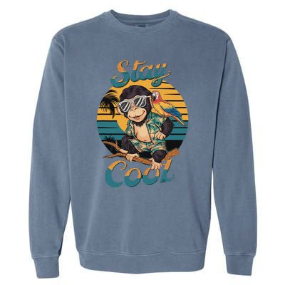 Stay Cool Monkey With Parrot Friend Jungle Time Fun Garment-Dyed Sweatshirt