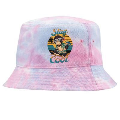 Stay Cool Monkey With Parrot Friend Jungle Time Fun Tie-Dyed Bucket Hat