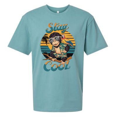 Stay Cool Monkey With Parrot Friend Jungle Time Fun Sueded Cloud Jersey T-Shirt