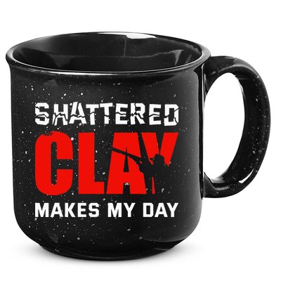 Shattered Clay Makes My Day Trap Skeet Shooting Clay Pigeon 15oz Campfire Ceramic Mug