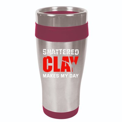 Shattered Clay Makes My Day Trap Skeet Shooting Clay Pigeon 16oz Travel Tumbler