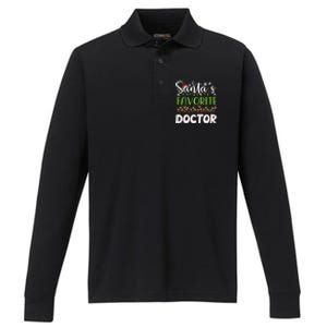 Santa Claus Merry Christmas SantaS Favorite Doctor Great Gift Performance Long Sleeve Polo