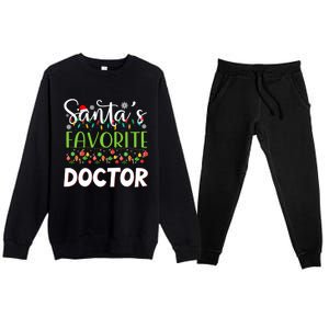 Santa Claus Merry Christmas SantaS Favorite Doctor Great Gift Premium Crewneck Sweatsuit Set