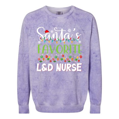 Santa Claus Merry Christmas SantaS Favorite L And D Nurse Cute Gift Colorblast Crewneck Sweatshirt