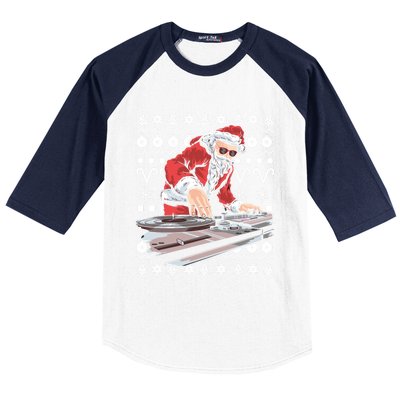 Santa Claus Music Dj Tacky Christmas Ugly Xmas Gift Baseball Sleeve Shirt