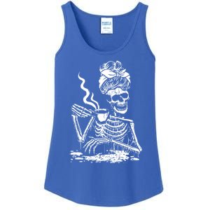 Skeleton Coffee Messy Bun Cool Gift Front Design Gift Ladies Essential Tank