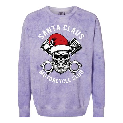 Santa Claus Motorcycle Club Christmas Pajama Cool Xmas Biker Colorblast Crewneck Sweatshirt