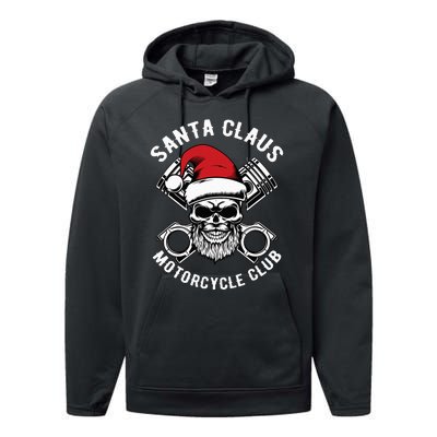 Santa Claus Motorcycle Club Christmas Pajama Cool Xmas Biker Performance Fleece Hoodie