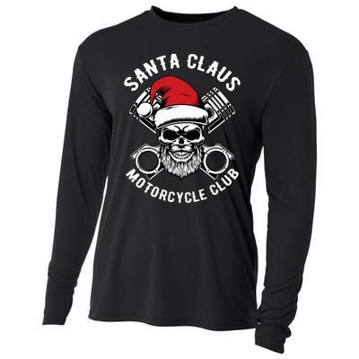 Santa Claus Motorcycle Club Christmas Pajama Cool Xmas Biker Cooling Performance Long Sleeve Crew