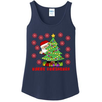 Santa Claus Merry Christmas Tree Ladies Essential Tank