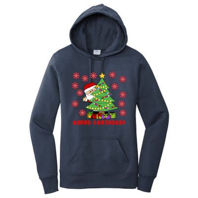 Santa Claus Merry Christmas Tree Women's Pullover Hoodie